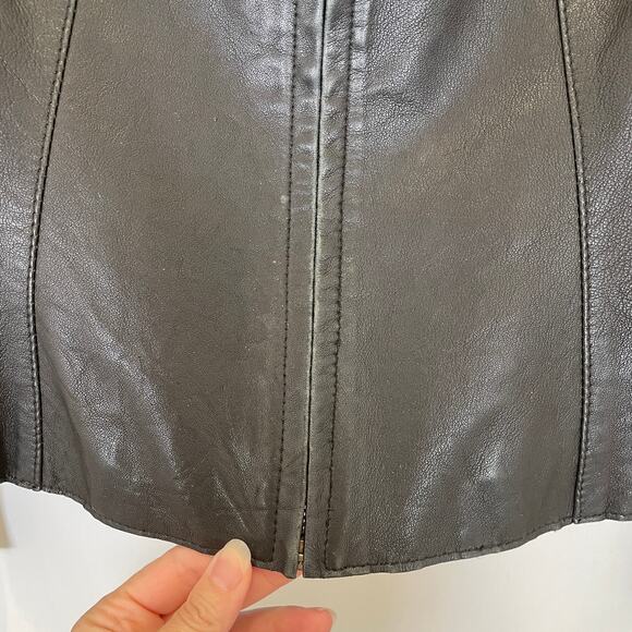 Gap VINTAGE Y2K Leather Bomber Jacket Zip Front Black M - Picture 5 of 6